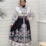 پیراهن زنانه ترک کرپ اطلسی دورا مزون