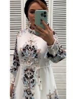 پیراهن زنانه ترک کرپ اطلسی دورا مزون
