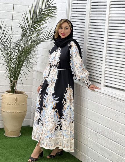 پیراهن کرپ اطلسی ترک مزون دورا