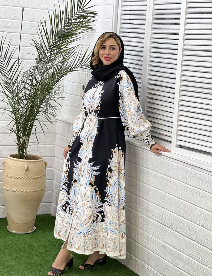 پیراهن کرپ اطلسی ترک مزون دورا