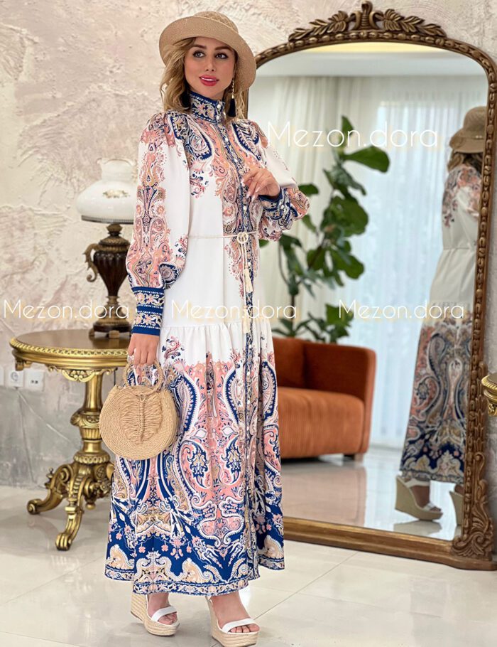 پیراهن کرپ اطلسی ترک