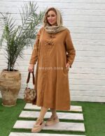پیراهن پاییزه مخمل کبریتی
