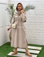 پیراهن پاییزه مخمل کشدوزی دورا