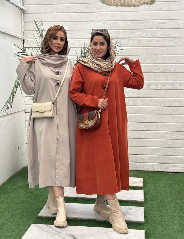 پیراهن پاییزه مخمل کبریتی