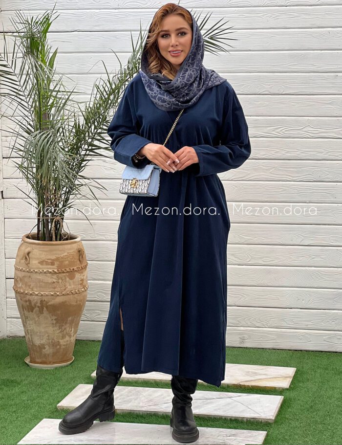 پیراهن پاییزه مخمل کشدوزی دورا