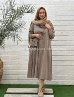 پیراهن پاییزه مخمل کبریتی