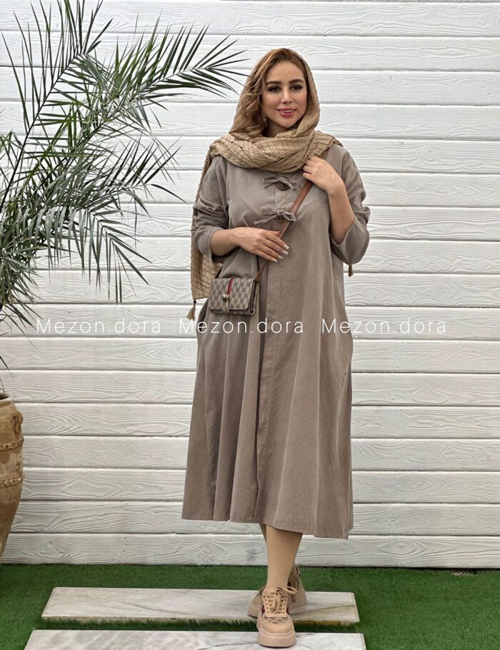 پیراهن پاییزه مخمل کبریتی