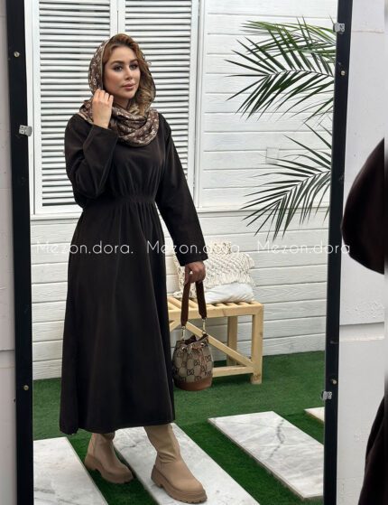 پیراهن پاییزه مخمل کشدوزی دورا
