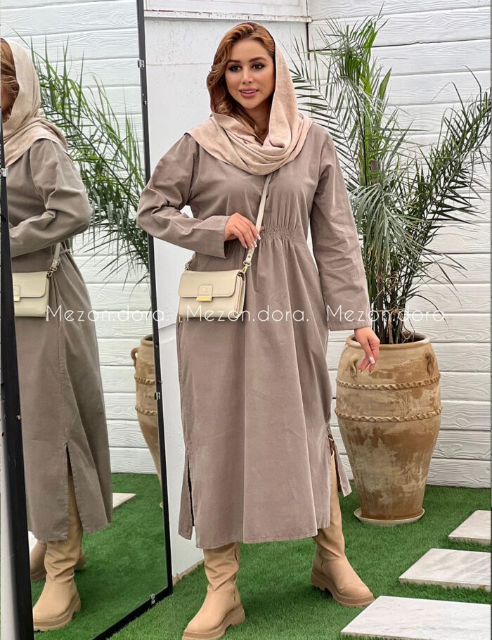 پیراهن پاییزه مخمل کشدوزی دورا
