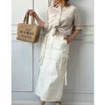 دامن کتون کارگو سایز بزرگ دورا مزون