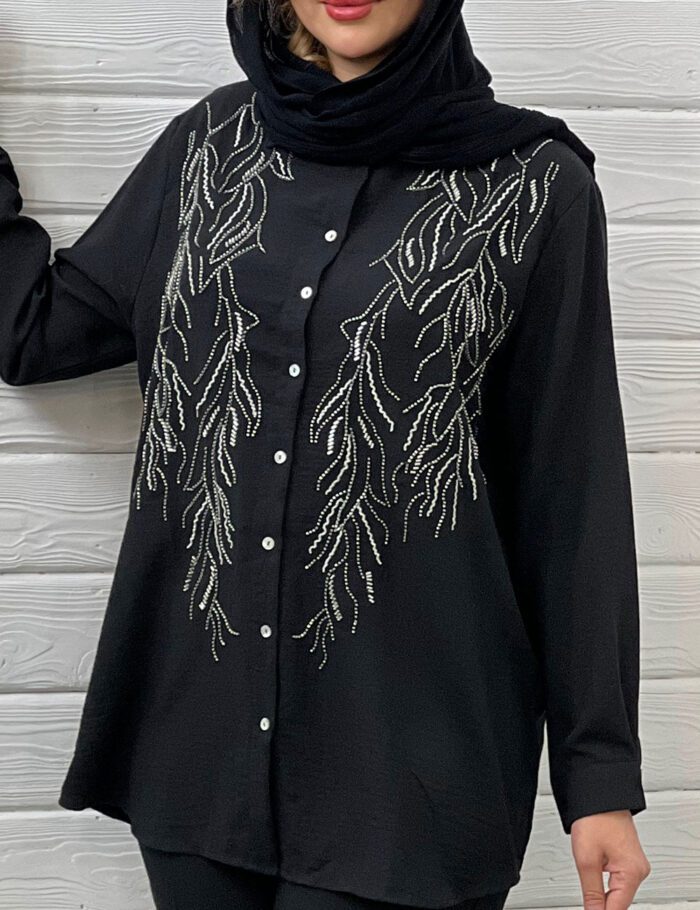شومیز لینن ترک مشکی
