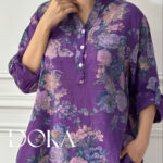 شومیز طرح گل رز لینن مزون دورا