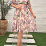 پیراهن حریر گلدار صورتی