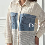 شومیز ترکیب خامه دوزی و جین