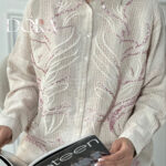 شومیز لینن نخ پولک دوزی صورتی زنانه دورا مزون