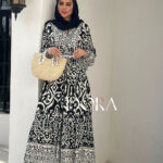 پیراهن ساحلی ترک نخی قلبی سفید مشکی دورا