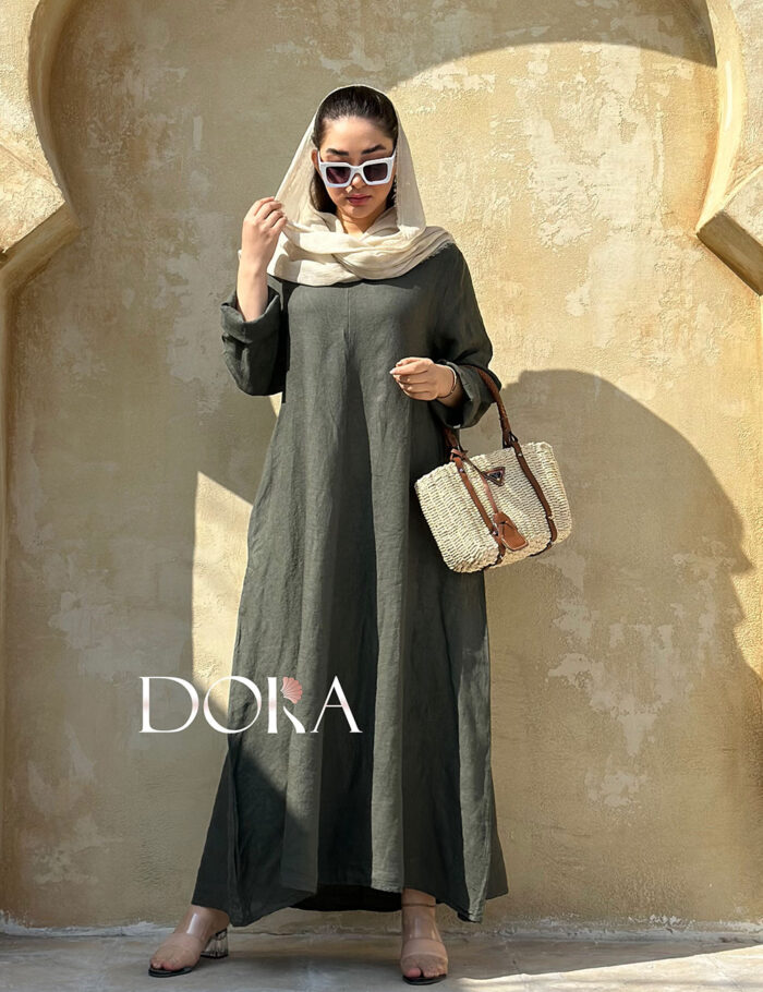 پیراهن کلوش ساده لینن دورا