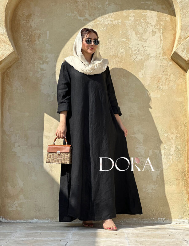 پیراهن کلوش ساده لینن دورا
