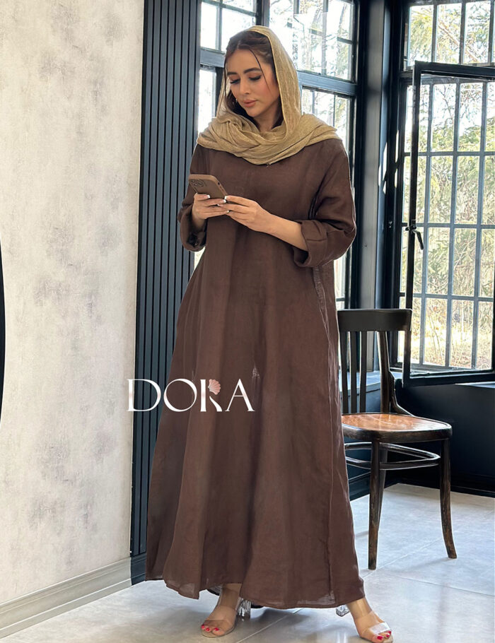 پیراهن کلوش ساده لینن دورا