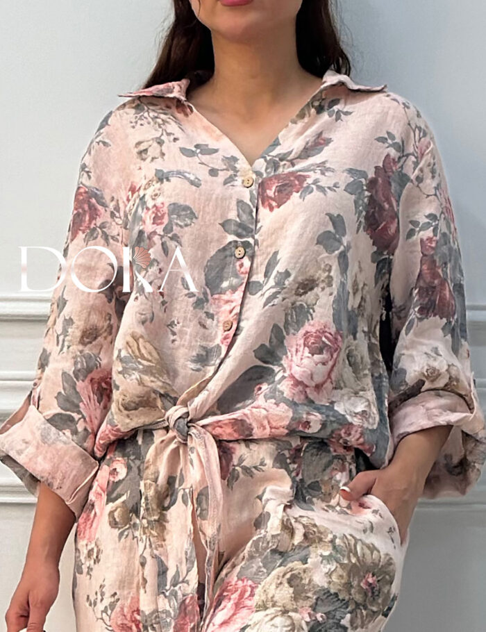شومیز گره ای گلدار ترک