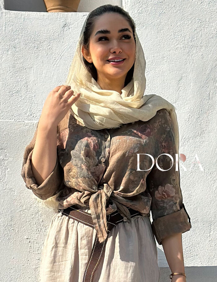 شومیز گره ای گلدار ترک