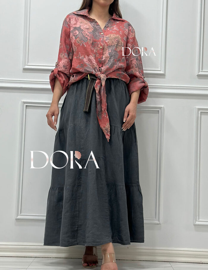 شومیز گره ای گلدار ترک