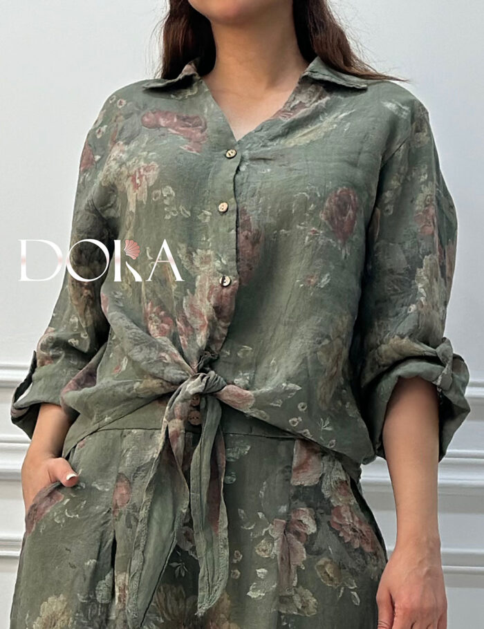 شومیز گره ای گلدار ترک