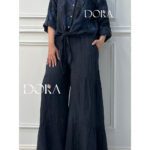 شلوار چین دار لینن دورا