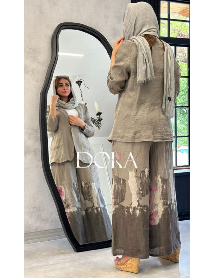 کت و شلوار لینن آبرنگی دورا