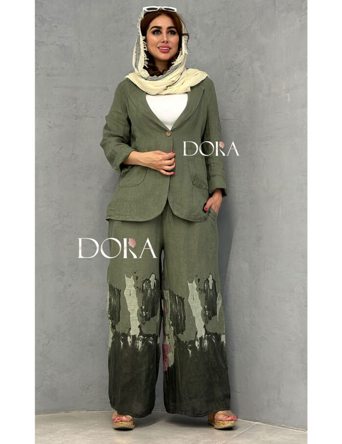 کت و شلوار لینن آبرنگی دورا
