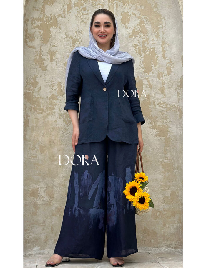 کت و شلوار لینن آبرنگی دورا