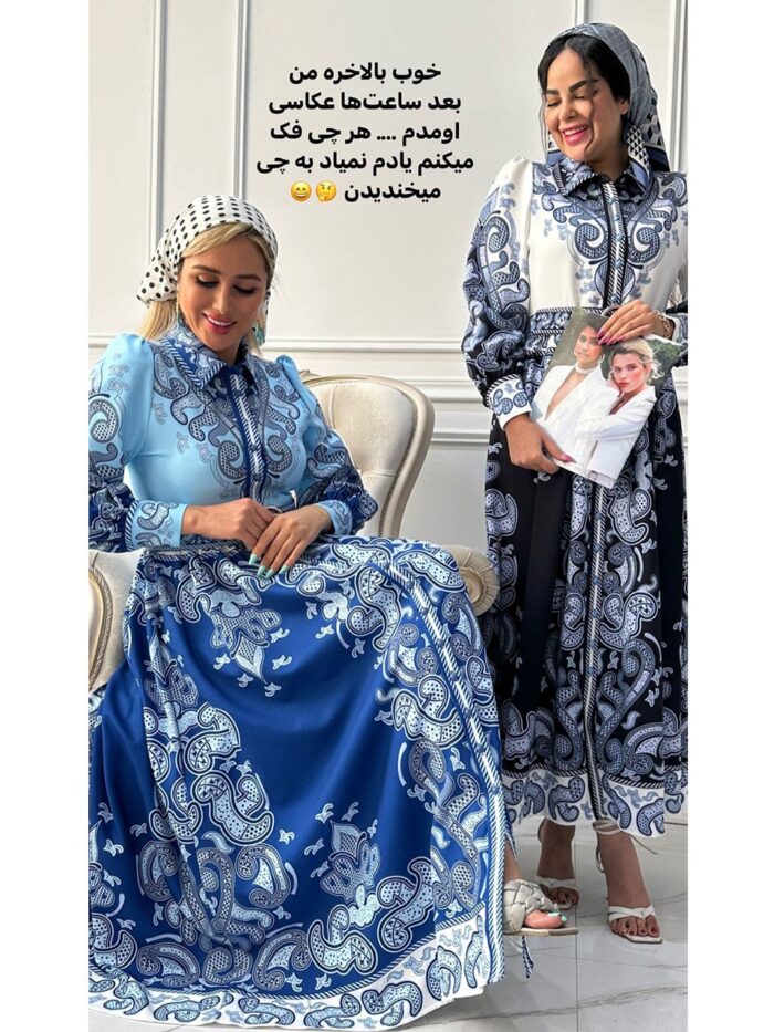 پیراهن کرپ اطلسی مدل گلشن - Image 1