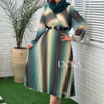 پیراهن حریر آبرنگی سبز