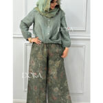 شلوار لینن ایتالیایی گلدار زنانه دورا