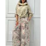 شلوار لینن ایتالیایی گلدار زنانه دورا
