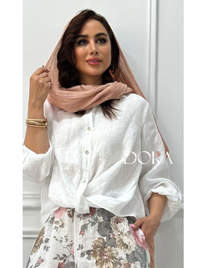 شومیز لینن وارداتی مدل پیچ دورا
