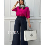 شلوار لینن کمر کشدوزی دورا