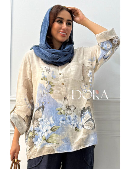 شومیز لینن مدل پروانه دورا مزون