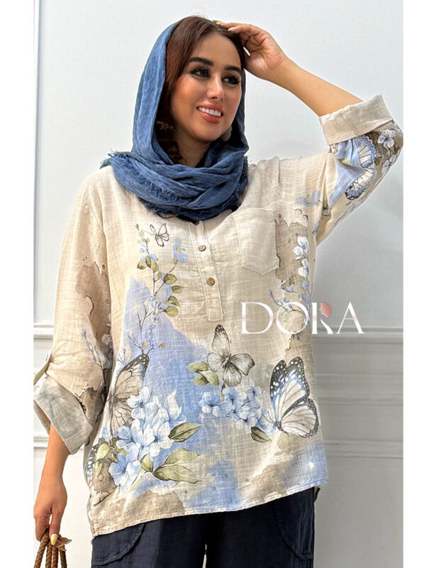 شومیز لینن مدل پروانه دورا مزون