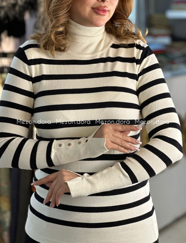 بافت یقه اسکی راه راه