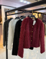 بافت موهر زنانه دکمه دار