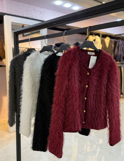 بافت موهر زنانه دکمه دار