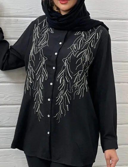 شومیز لینن ترک مشکی