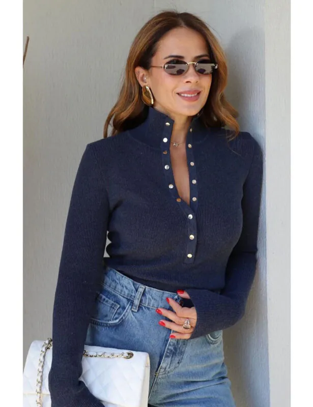 بافت جلو دکمه وارداتی دخترانه دورا